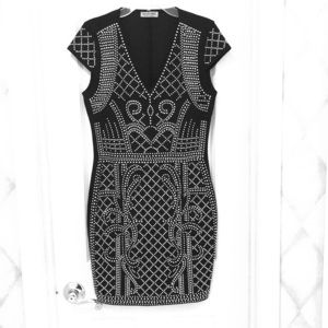 Fashion Nova Black Bodycon Rhinestone Dress